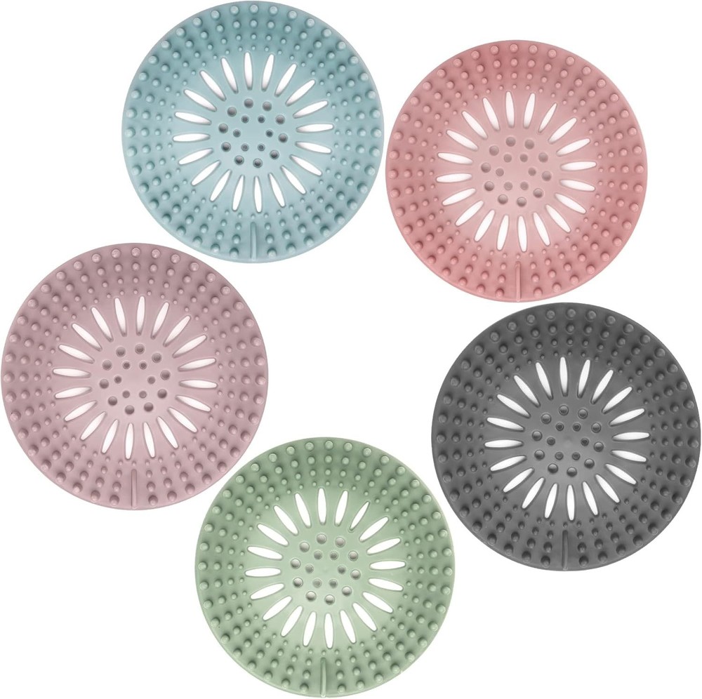 Durable 5-Pack Hair Catcher Strainers – Modern Drain Solutions for Any Bathroom