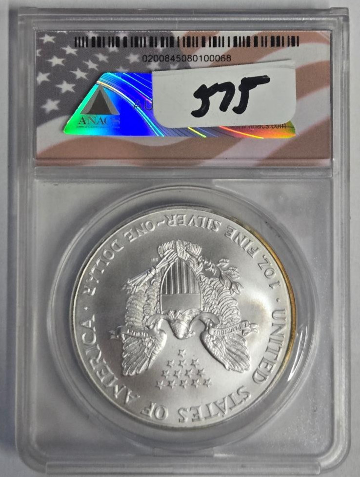 2001/2000 PRE-STRIKE SILVER EAGLE S$1 ANACS-MS70 Certified Coin