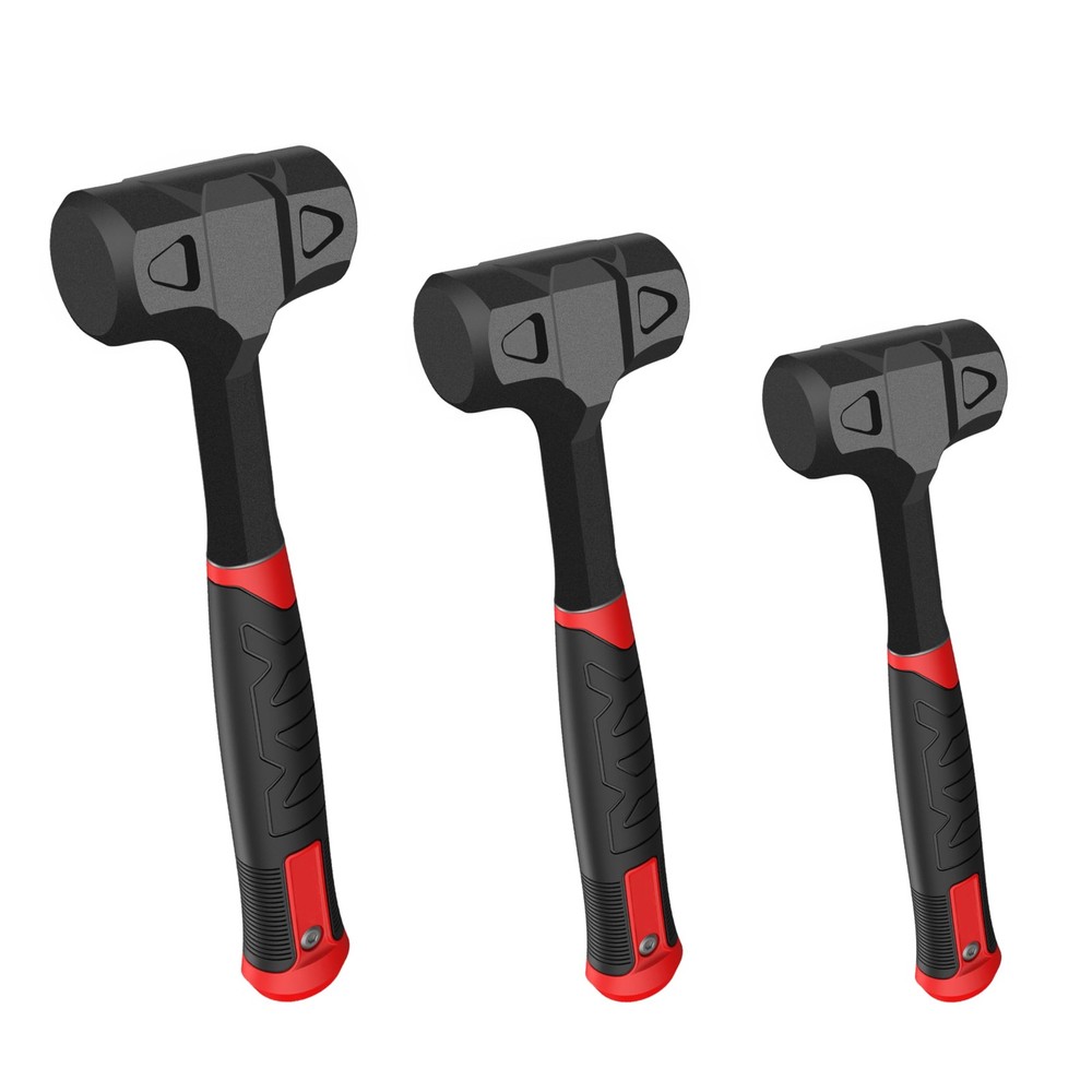 YIYITOOLS 3-Piece Dead Blow Hammer Set, Black