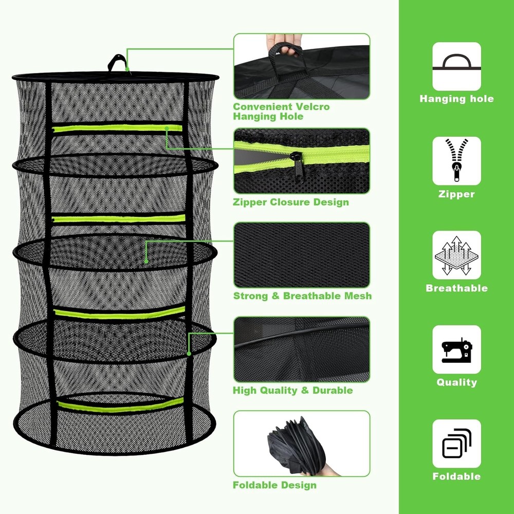 Herb Drying Rack Hanging-4 Layer Plant Drying Rack Bud Drying Net,Foldable