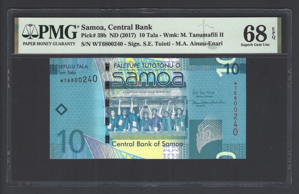 Samoa 10 Tala ND(2017) P39b Uncirculated Graded 68 Top Pop