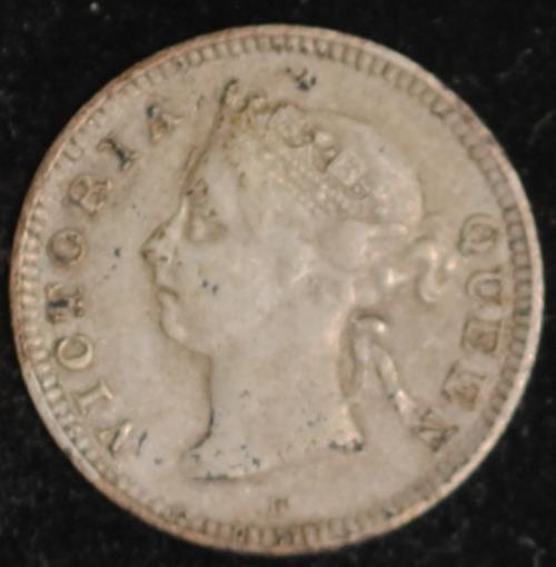 1890H Straits Settlements 5 Cents VF