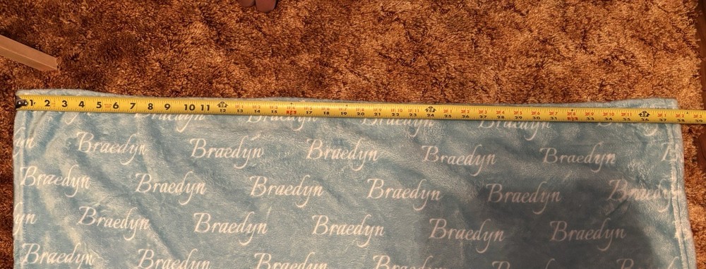Personalized Teal & White Blanket 38 x 51 Braedyn