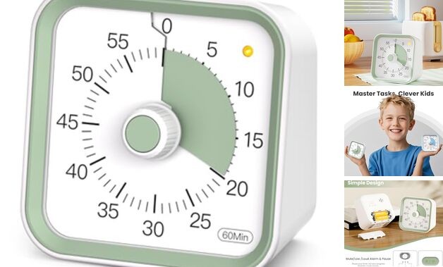 Visual Timer for Kids with Pause Function, 60 Minute Countdown Timer for White