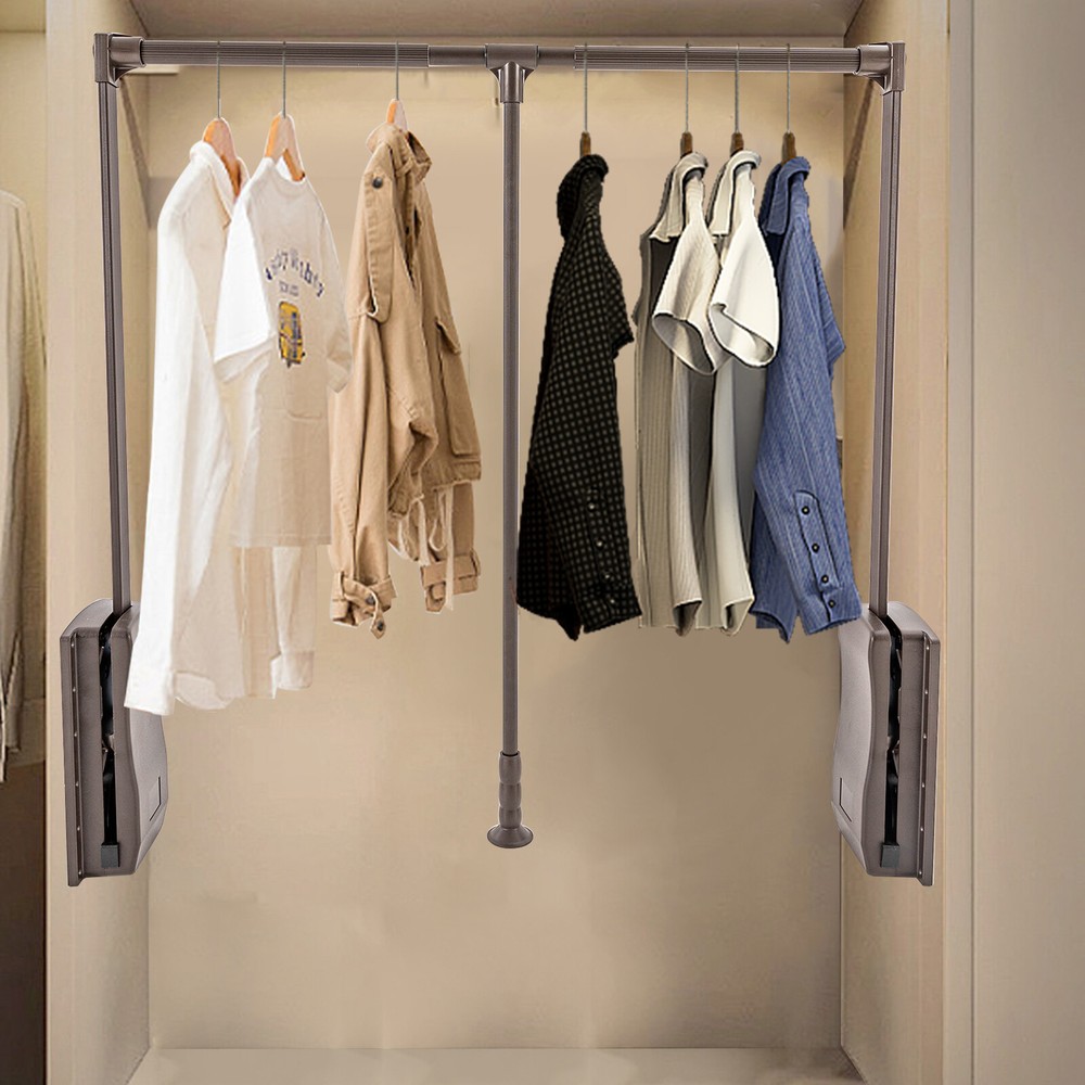 35-47 " Adjustable Closet Rod Closet-Mounted Simple Pull Down Hanger Shelf