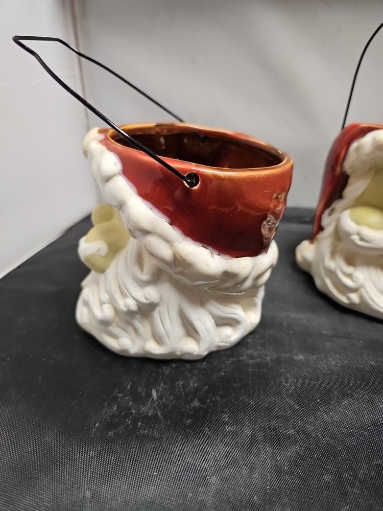 2-Ceramic Santa Containers With Wired Handle- By Collections