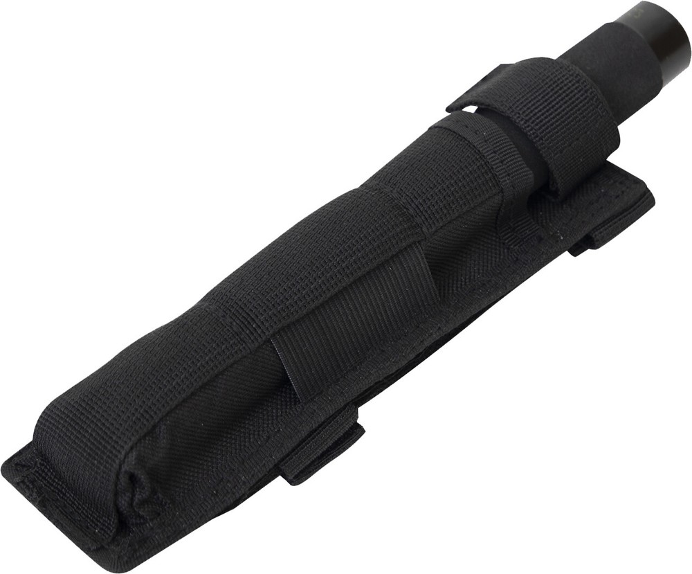 Black Long MOLLE Holder for Baton Pouch With Bottom Hook And Loop Web Strap