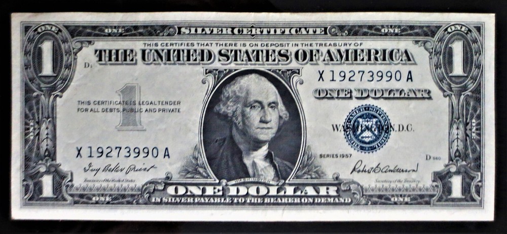 US 1 DOLLAR SILVER CERTIFICATE 1957