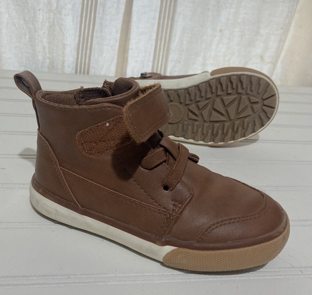 Wonder Nation Boy’s Ankle Boots Brown Size 8 Hook and Loop Closure Adjustable