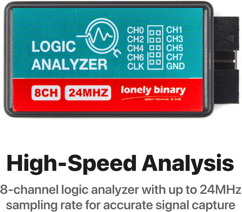 Logic Analyzer 8 Channels 24Mhz USB Kit with Base Module, Breadboard Breakout Bo