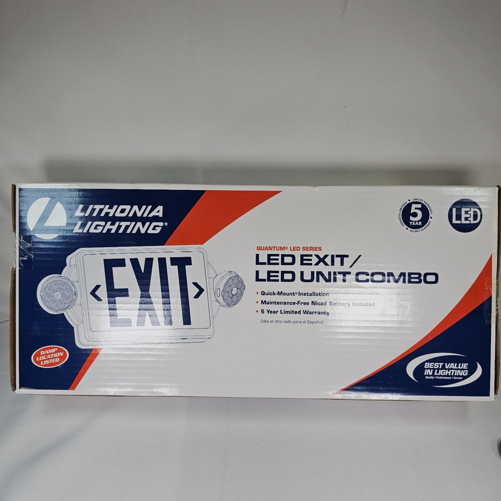 New LED EXIT / LED UNIT COMBO LITHONIA LIGHTING Fast INSTALL W/ NICAD BATTERY