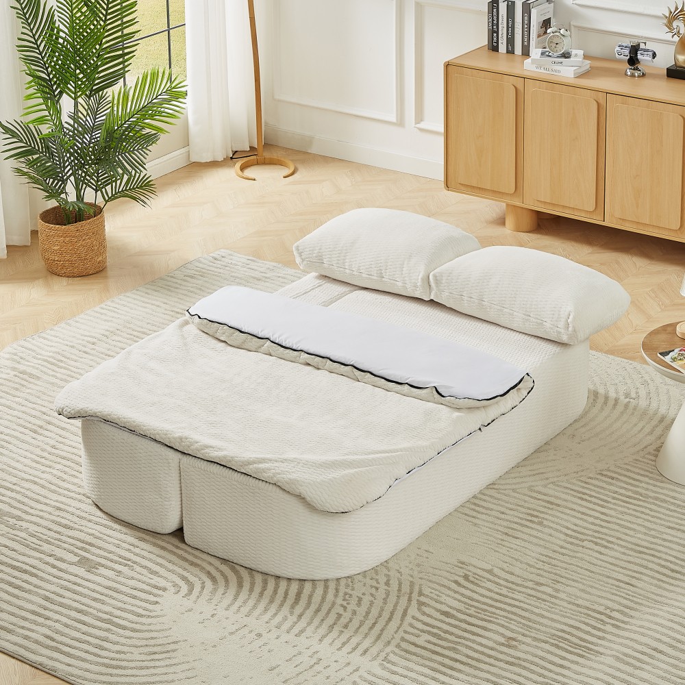 For Parlor Modern Convertible Sleeper Foam Compression Sofa,Folding Futon Cream