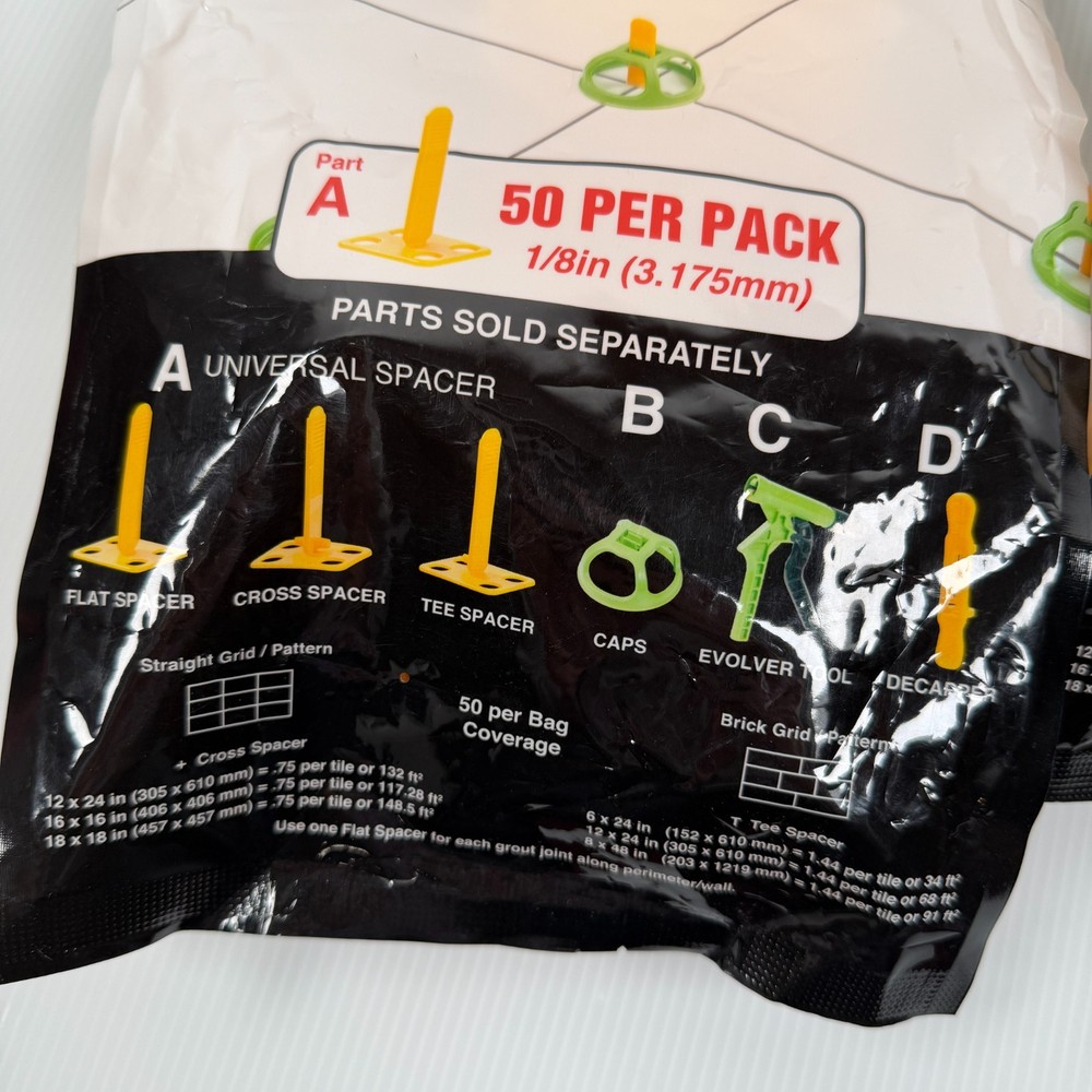 Levolution Flat Spacer PART A - Tile Leveling 50 Per Pack 1/8" ( Lot 2 Packs)