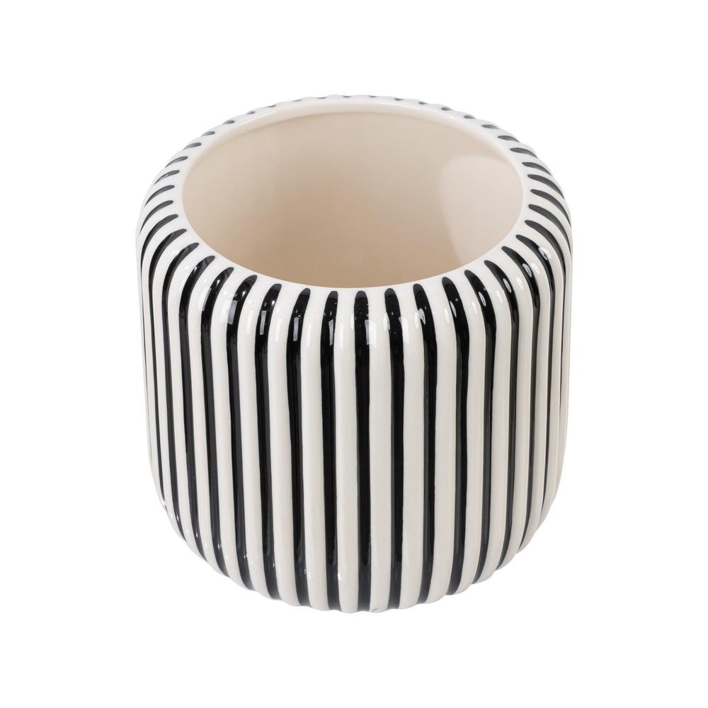8" Black Stripe Ceramic Planter by Drew Barrymore
