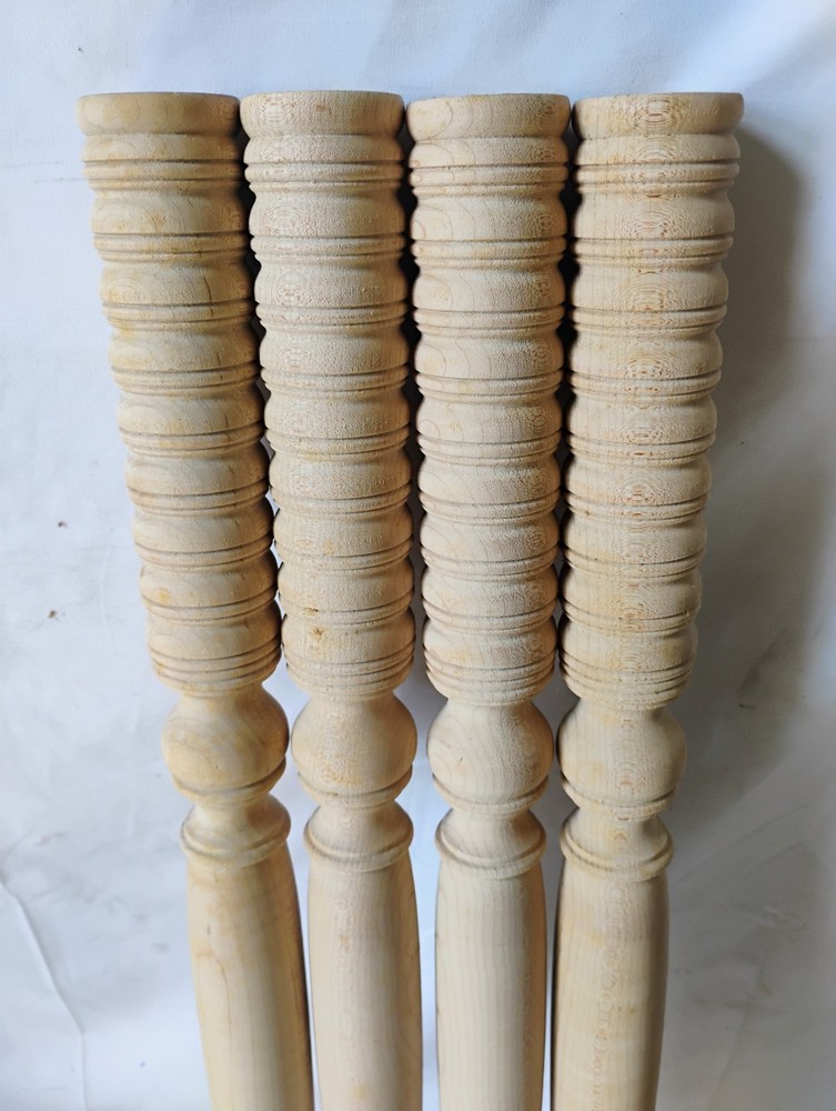 set of 4 NOS Solid Clear Maple Carved Table Legs 31" high