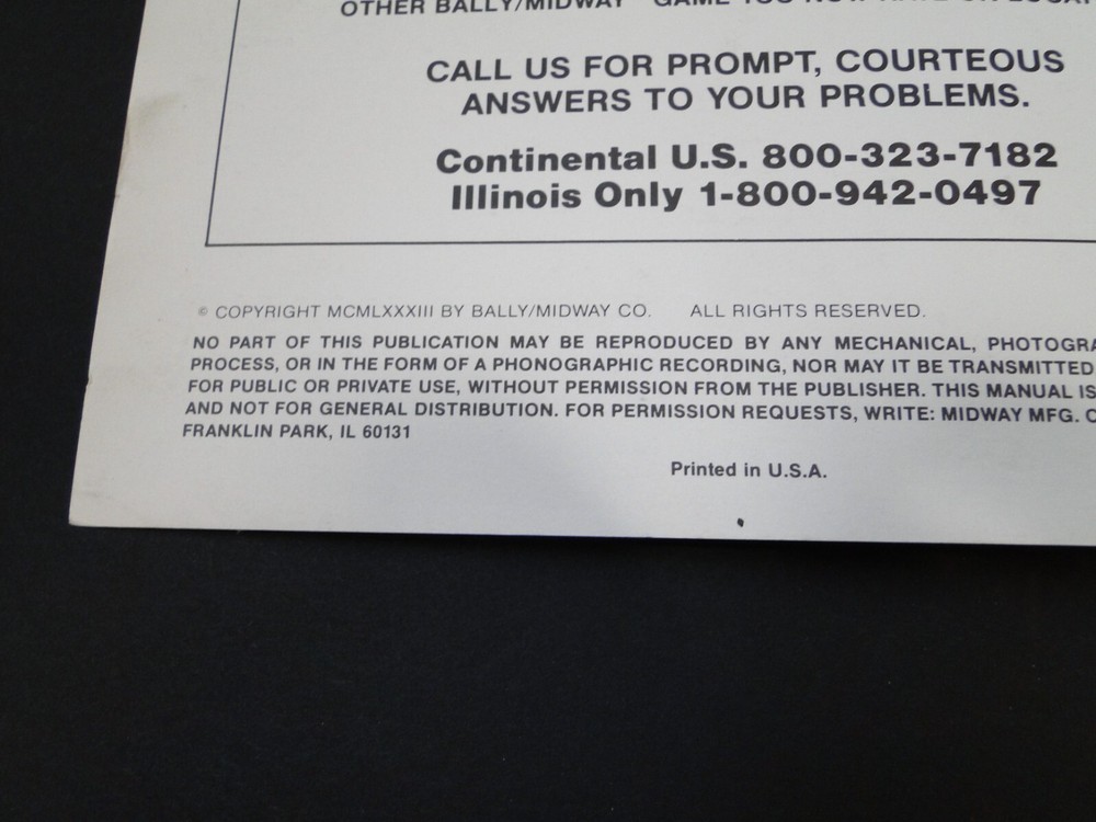 Vintage 1983 Bally/Midway's Licensed Games Standardized General Instructions