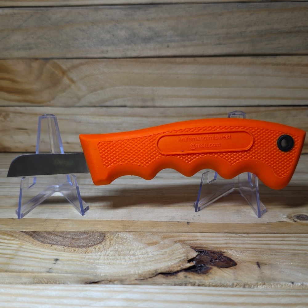 Utility Fixed Blade Knife Orange Handle w/ Plastic Sheath