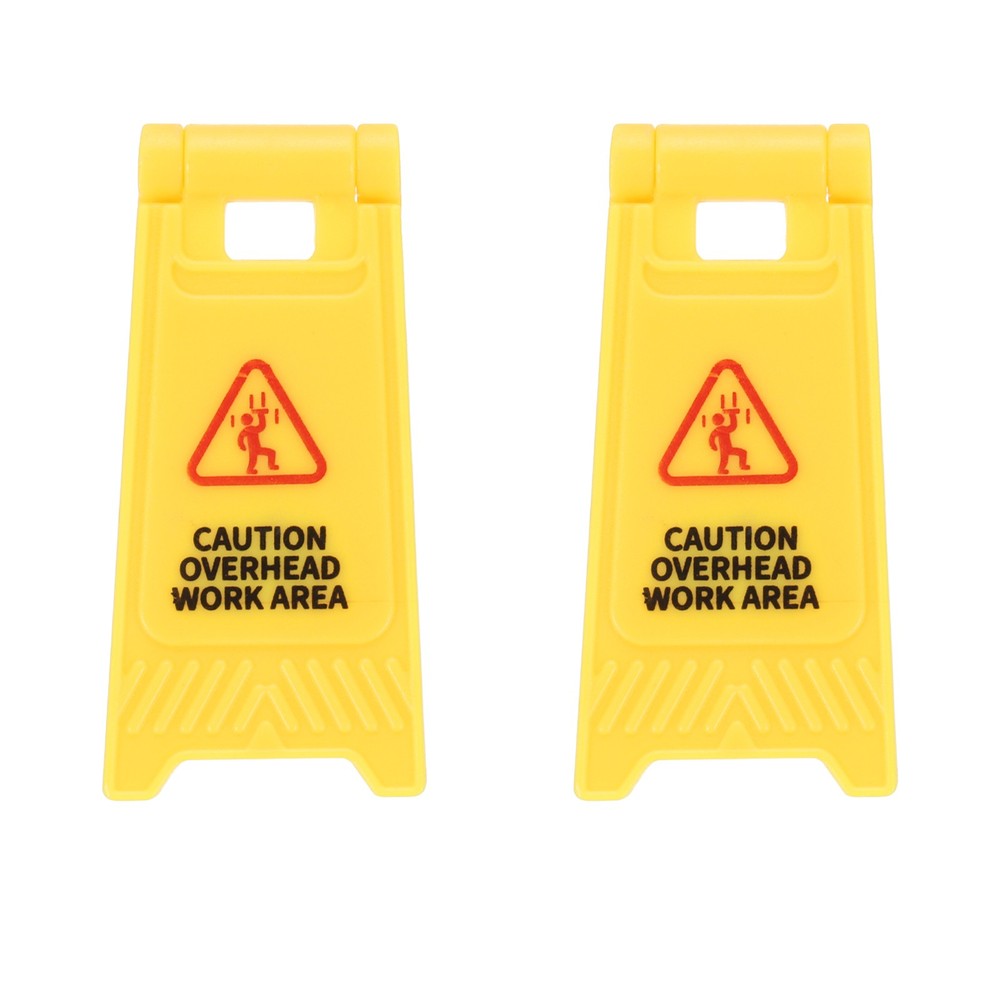 Miniature Warning Sign, Caution Overhead Work Area Signs (Yellow, 2pcs)