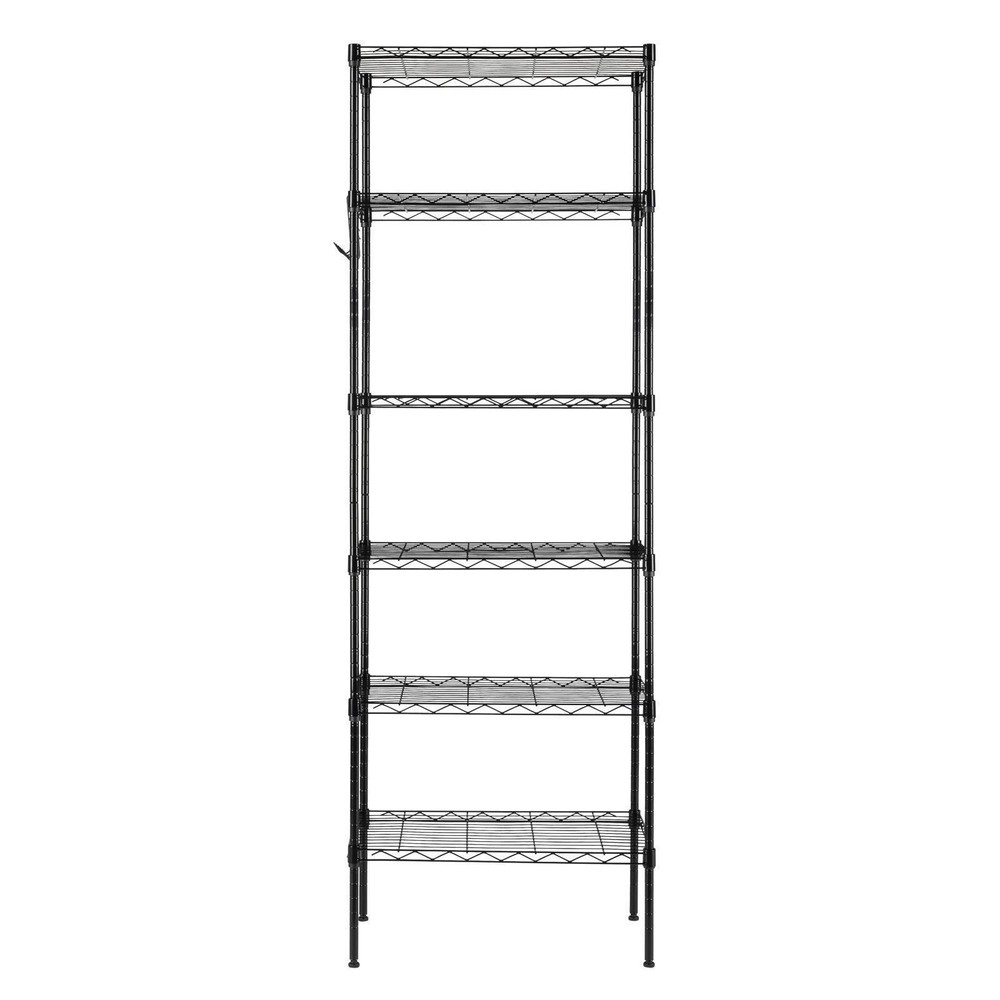 65" Adjustable Rolling Storage Rack 6-Tier Wire Shelving Unit with Hanging Hooks