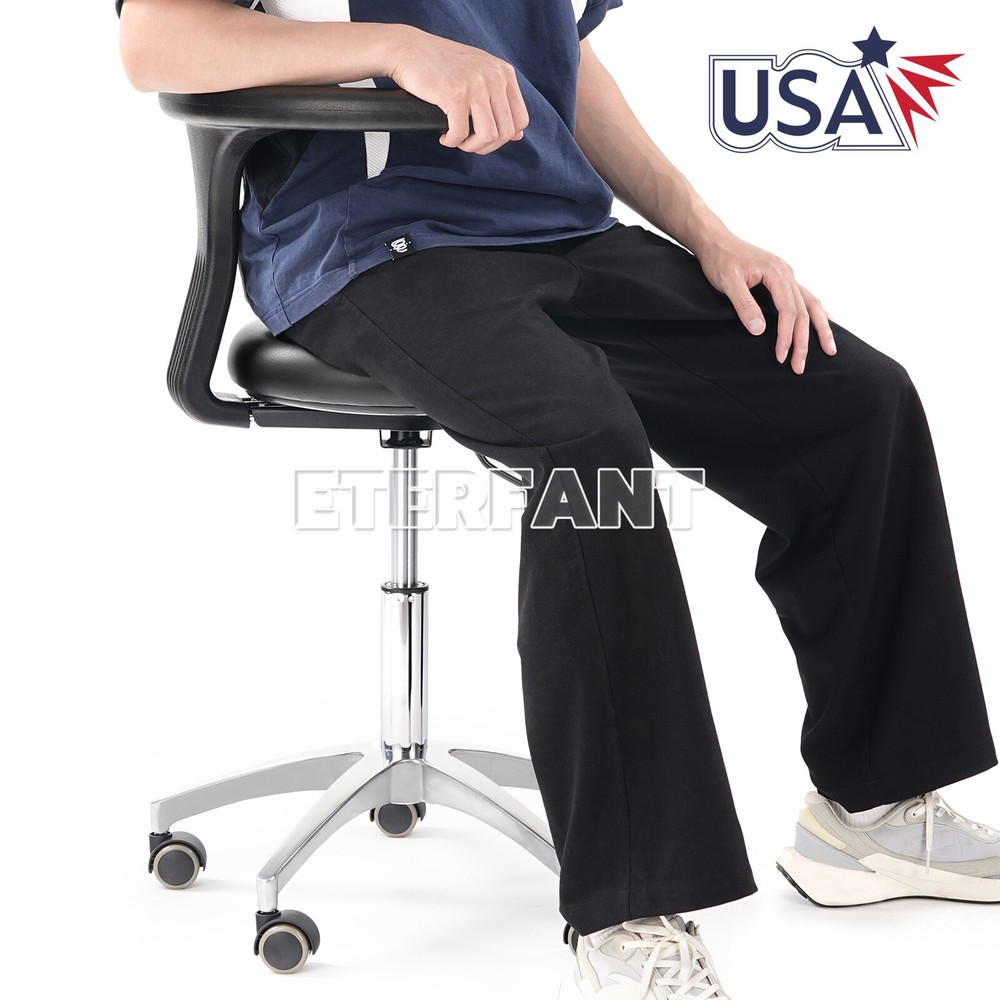 ETERFANT Dental Adjustable Height Mobile Chair Assistant Doctor Stool PU Leather
