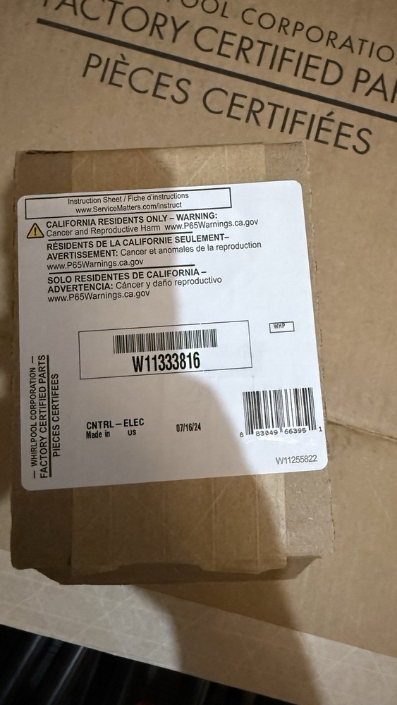 Whirlpool W11333816 Control Board Dishwasher Replacement Part