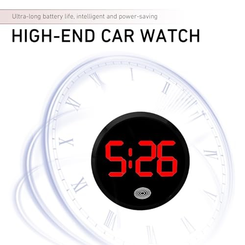 Digital Dashboard Car Clock, Round Metal Scratch-Resistant Shockproof 1 PC Red