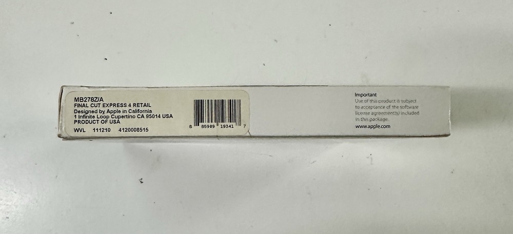 Apple Software Final Cut Express 4 Retail Version MB278Z/A Original Box