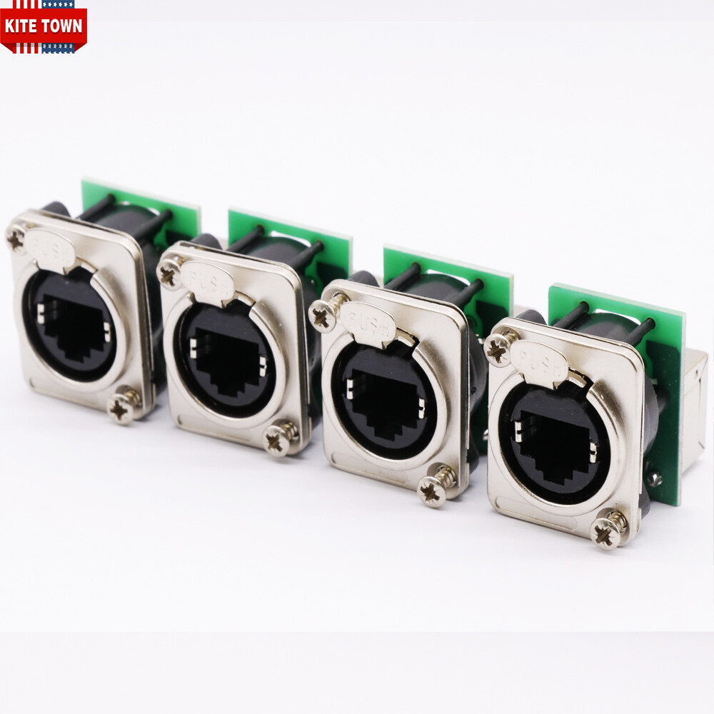 4x CAT5/6 RJ45 Feed-through Ethercon Chassis Panel Mount RJ45 Connector System
