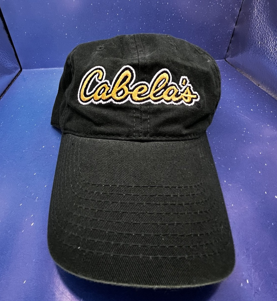 Vtg Cabelas Adjustable Strapback Cap Yellow Embroidery