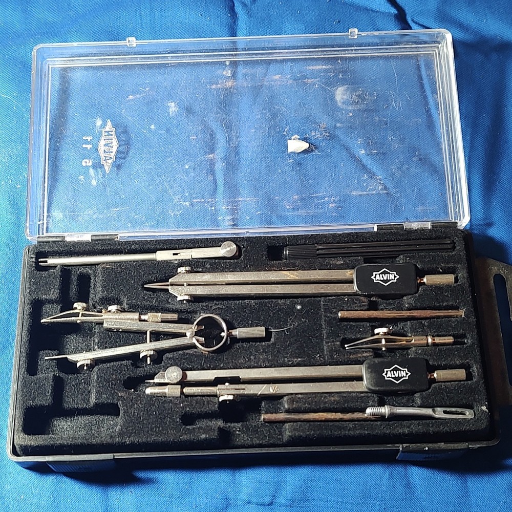 Vintage ALVIN Drafting Compass Set No. 511 w/ Case Complete