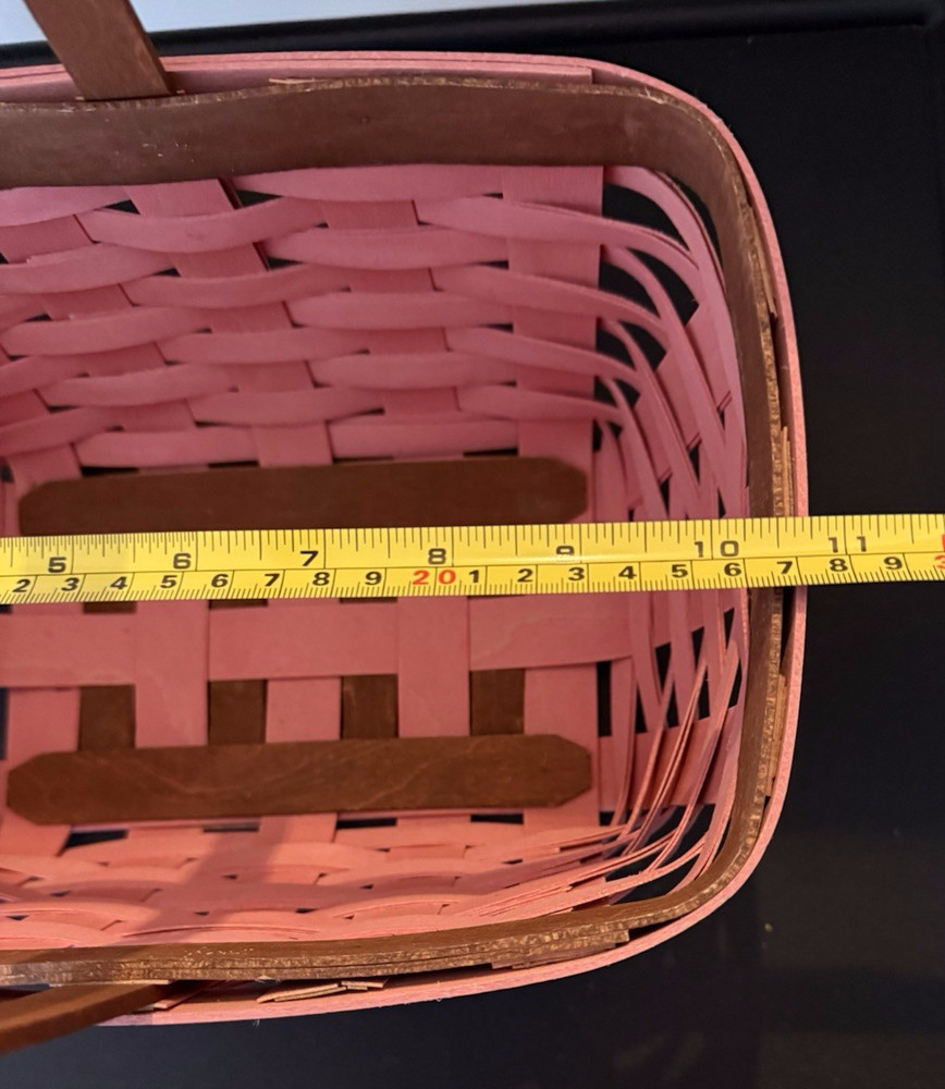 Longaberger Pink and Light Brown PEACH Spring Basket with Protector-Easter