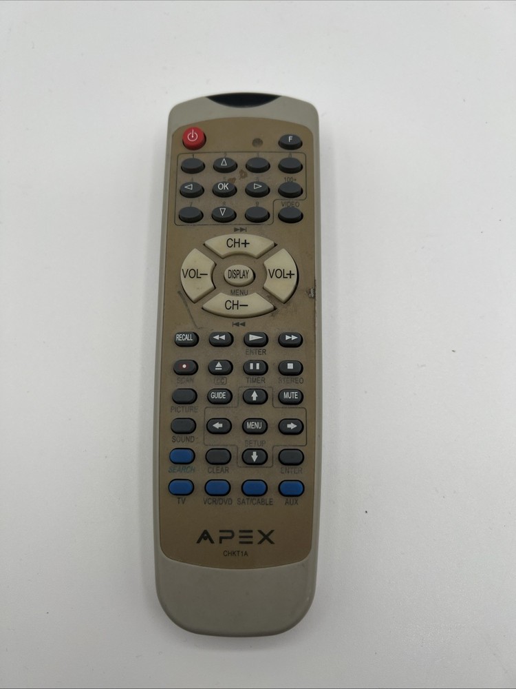 Genuine APEX CHKT2A Universal Multi-Function TV VCR/DVD SAT/Cable Remote Control