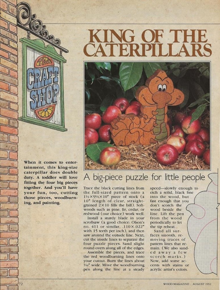 CATERPILLAR PUZZLE WOODWORKING PATTERN & INSTRUCTIONS