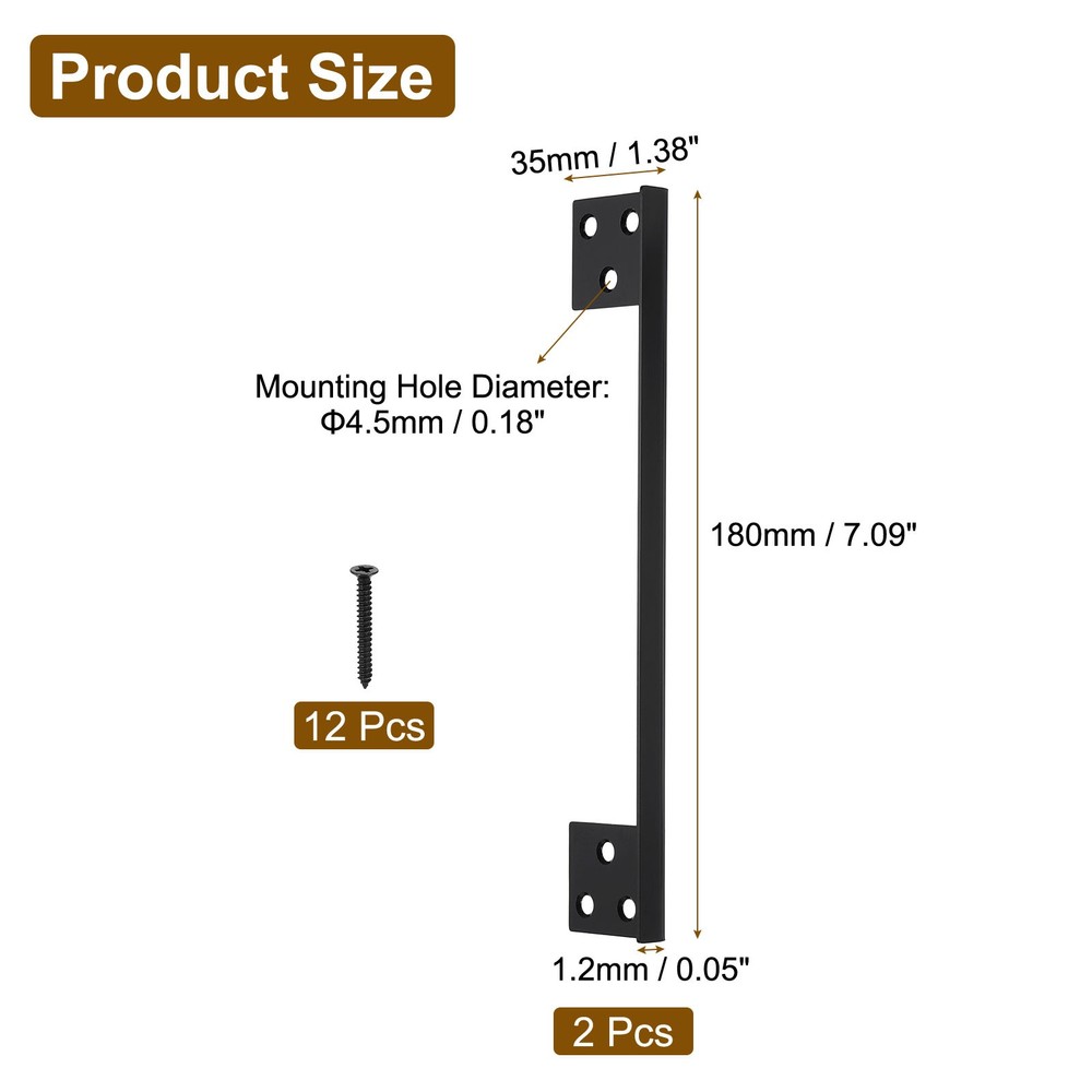 2Pcs Door Latch Guard Plate, 7" Door Security Protector Shield, Black