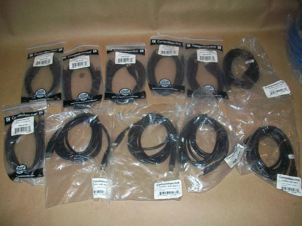 10pc Comprehensive USB Cable  Type A to Type B  USB2-AB-6ST    NEW