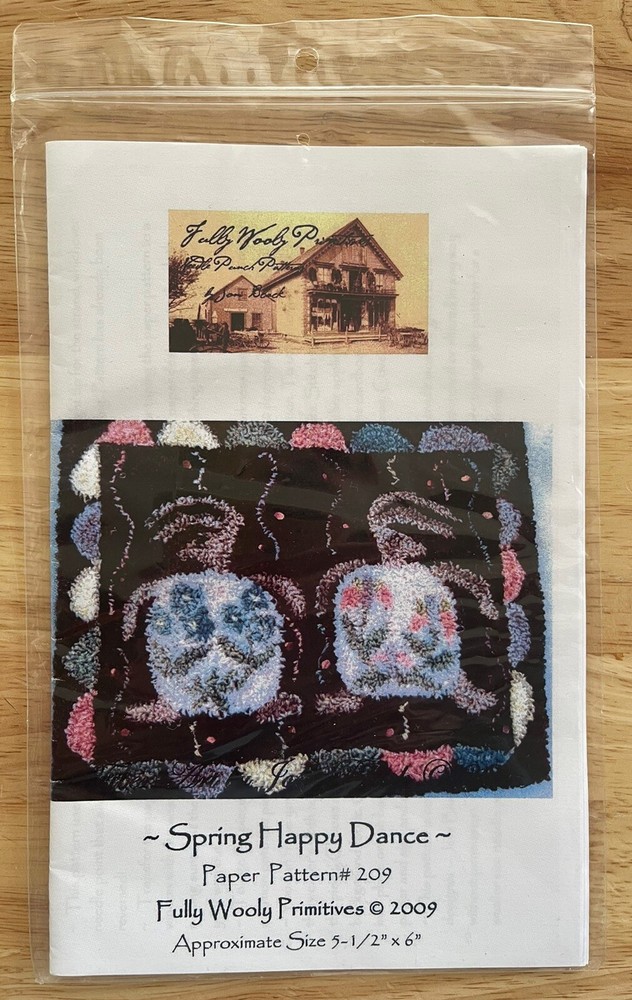 Fully Wooly Primitives Spring Happy Dance PUNCHNEEDLE Pattern #209