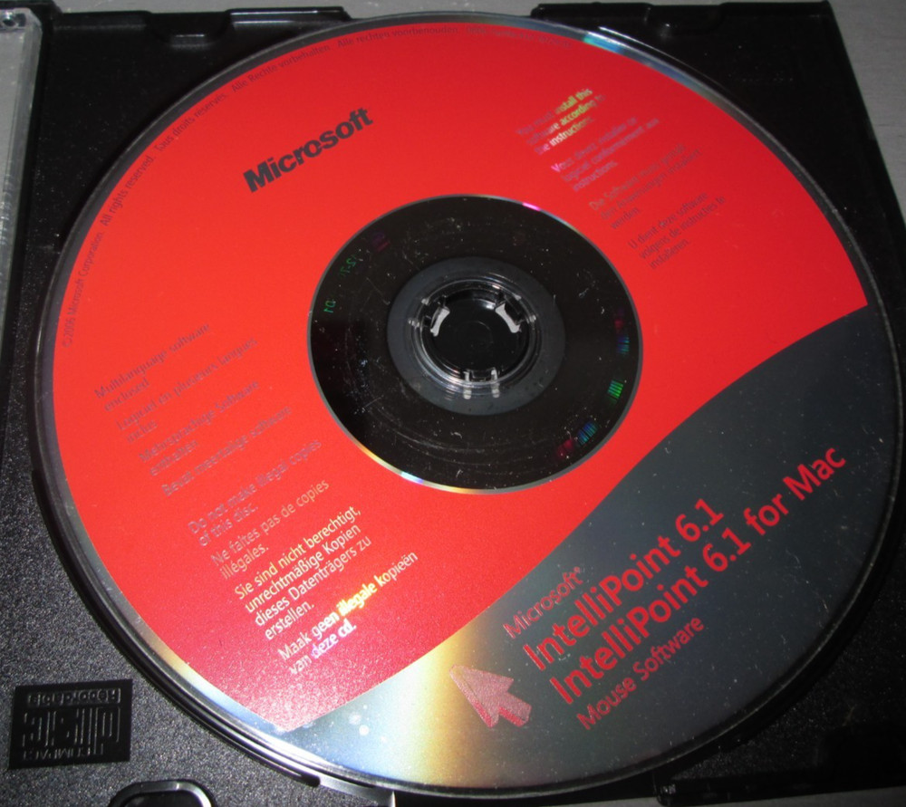 Microsoft IntelliPoint 6.1 for MAC Mouse Software Disc CD