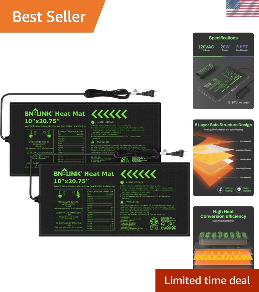 Durable Waterproof Seedling Heat Mat 10x20.75