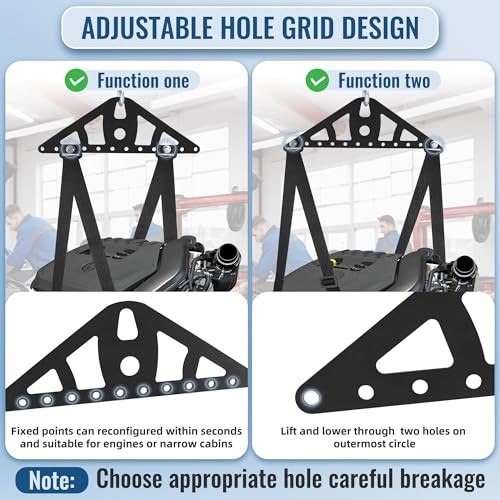 Universal 2/4-Point Engine Lift Sling Kit - 1200lb Capacity, Adjustable Nylon