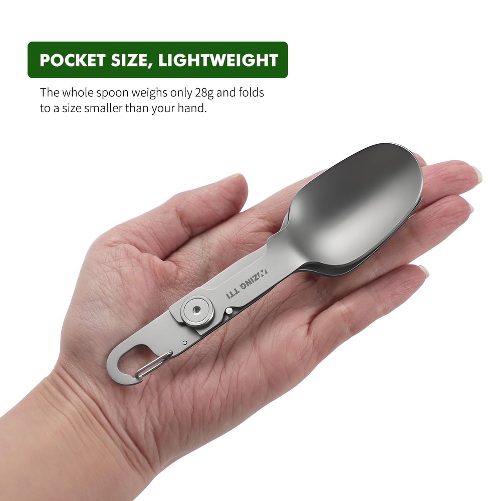 Titanium Tableware Set, 2 in 1 Removable Foldable Tableware, Fork and Spoon,