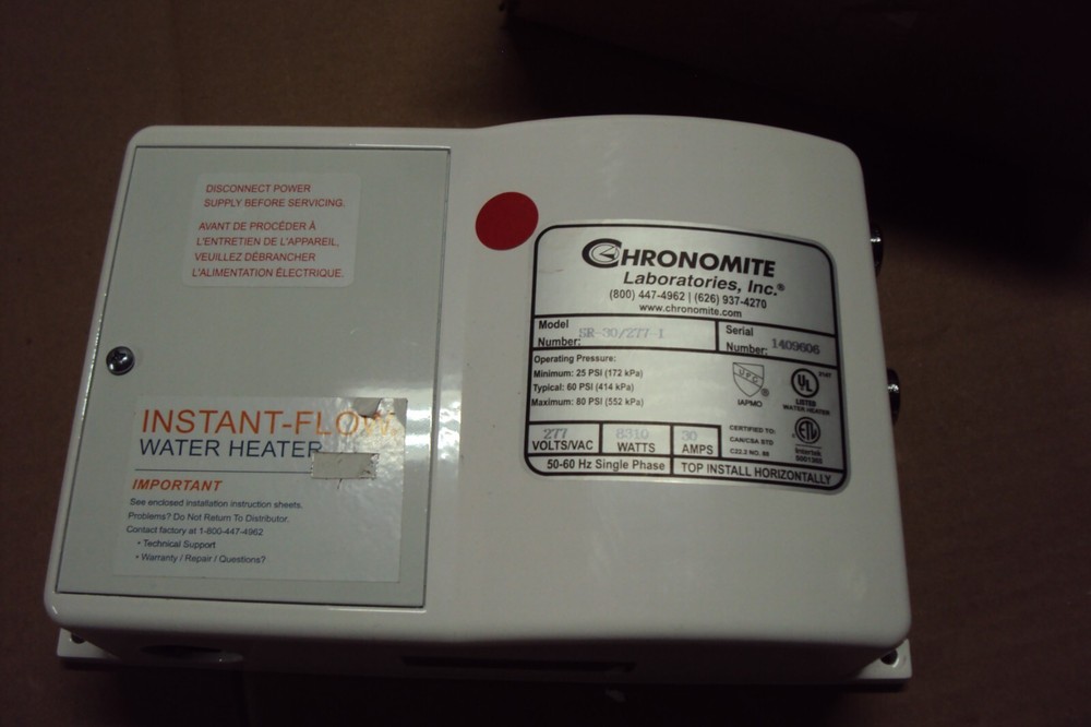 Chronomite Labs Sr-30/277 Htr-I 277Vac, 30 Amps, Both Electric Tankless Water