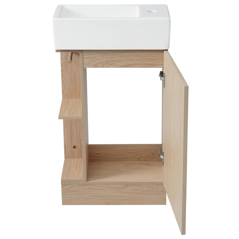 Waterproof Bathroom Vanity with Ceramic Sink, Adjustable Orientation, Two-Tier