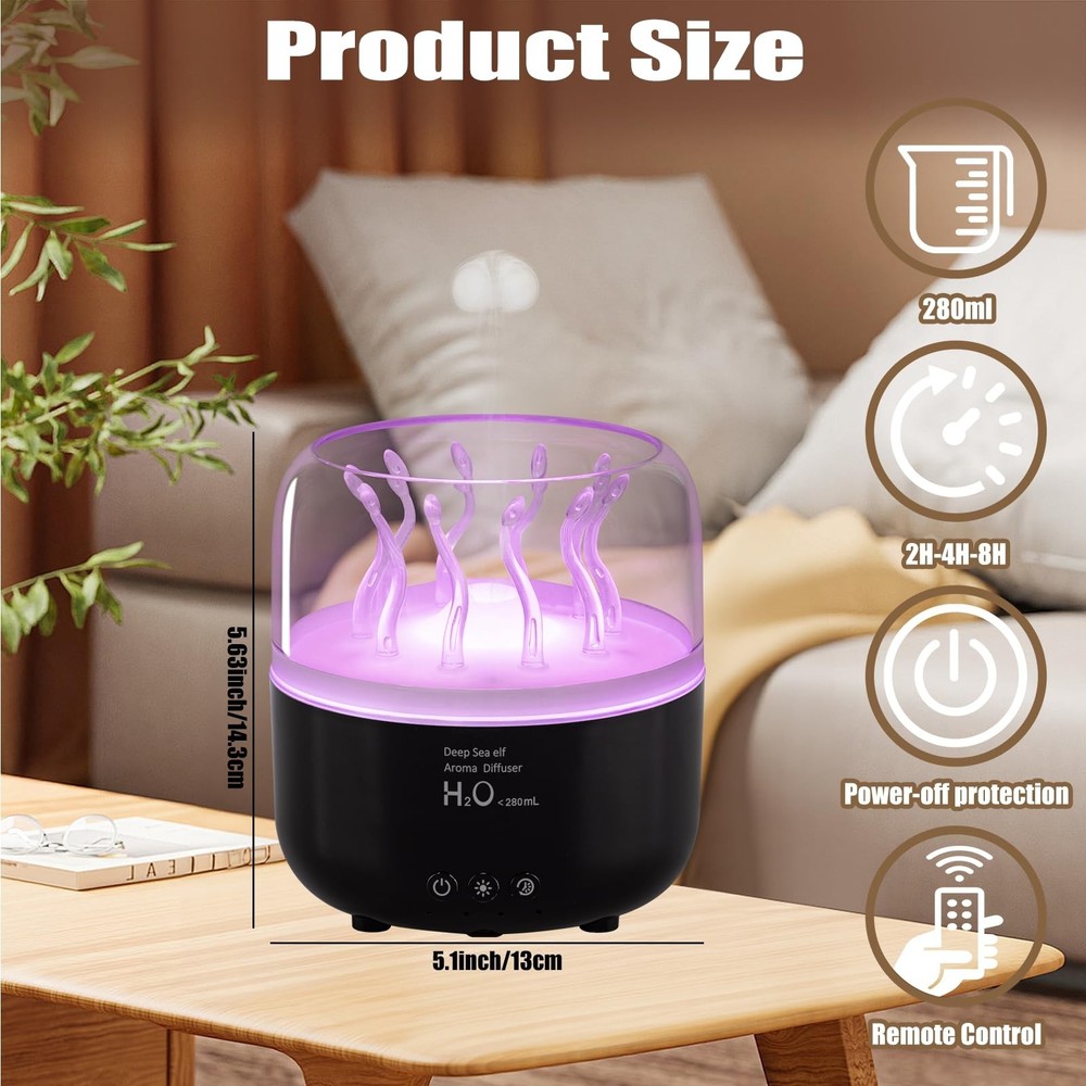 Jellyfish Humidifier Diffuser, 280ml Essential Oil Diffuser with Re... Fast Ship