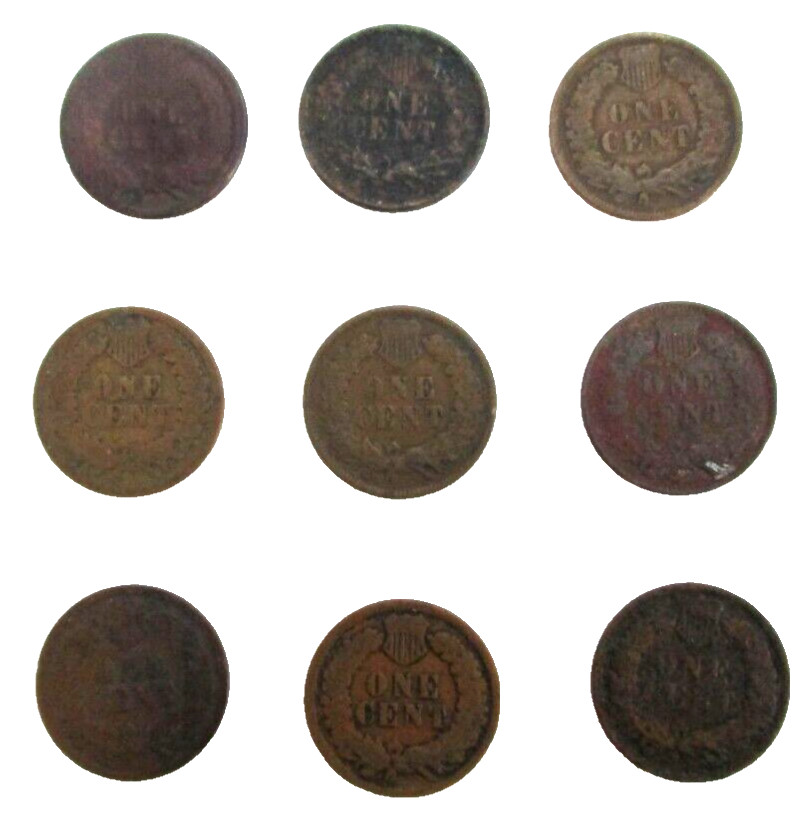 1888-1907 9x INDIAN HEAD CENT COINS!!