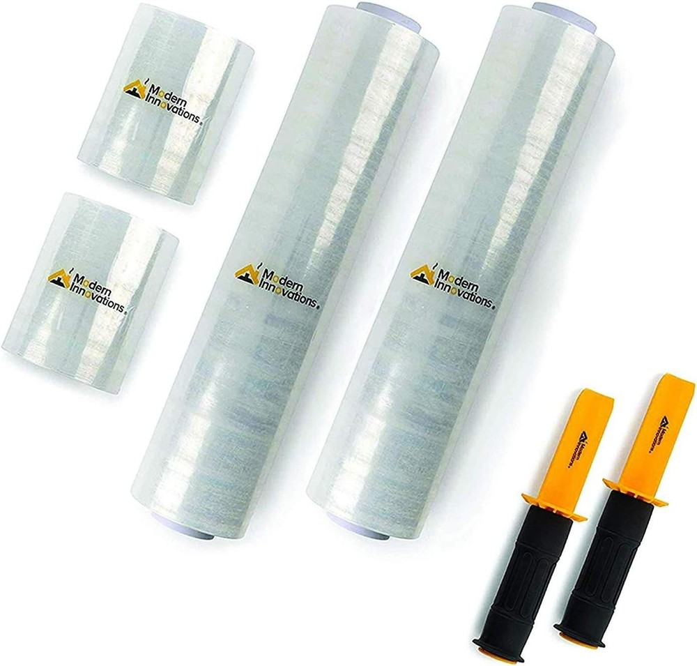 Modern Innovats Clear Stretch Wrap Roll Bundle - Rolls, Rolls, Handles,