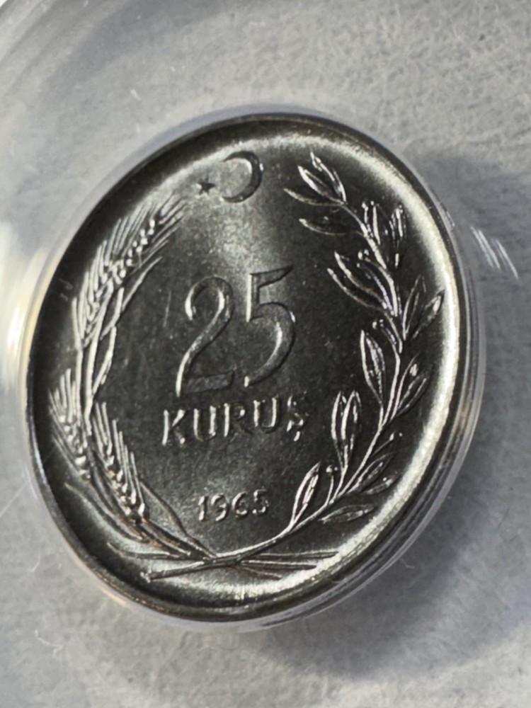 1965 Turkey 25 Kurus Graded MS 67 by ANACS