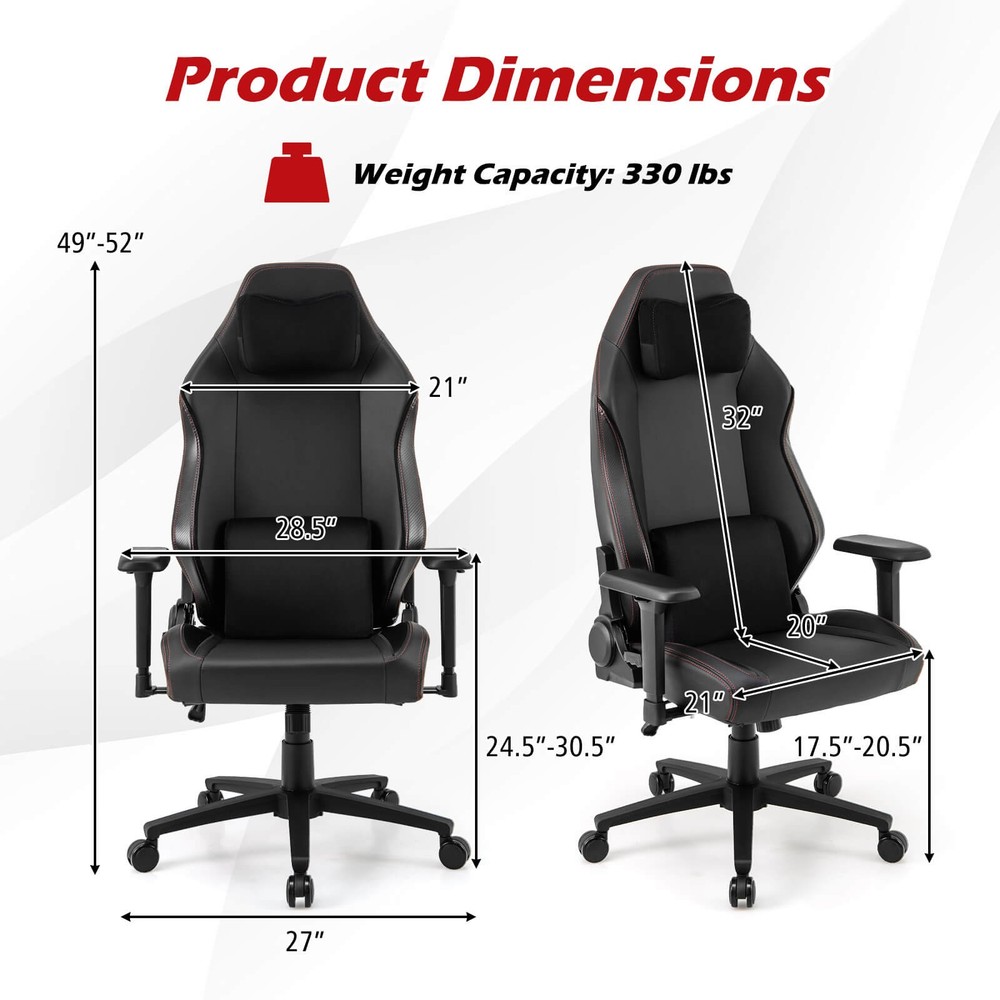 Gaming Chair Ergonomic High Back Computer Chair w/Rocking Function & 2D Armrests