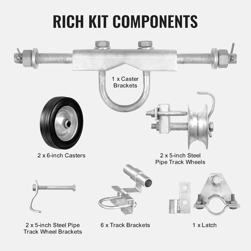 Sliding Gate Kit, 6” Rolling Gate Hardware Kit C-Type, Wheel Carrier with Two...