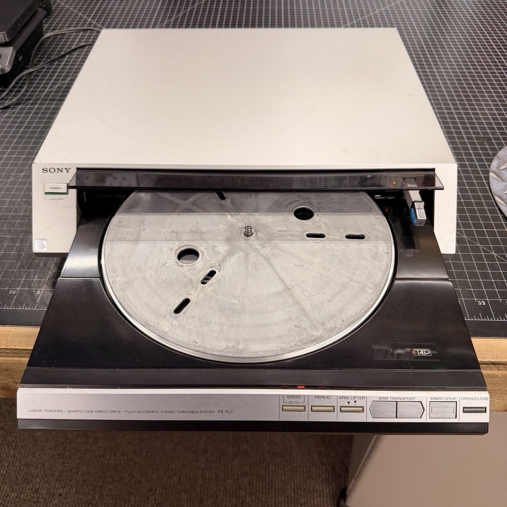 Sony PS-FL7 Front Loading Direct Drive Linear Tracking Turntable Tested Works