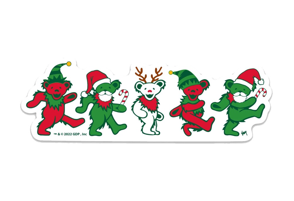 Grateful Dead Jingle Bears Sticker Red & Green Decal